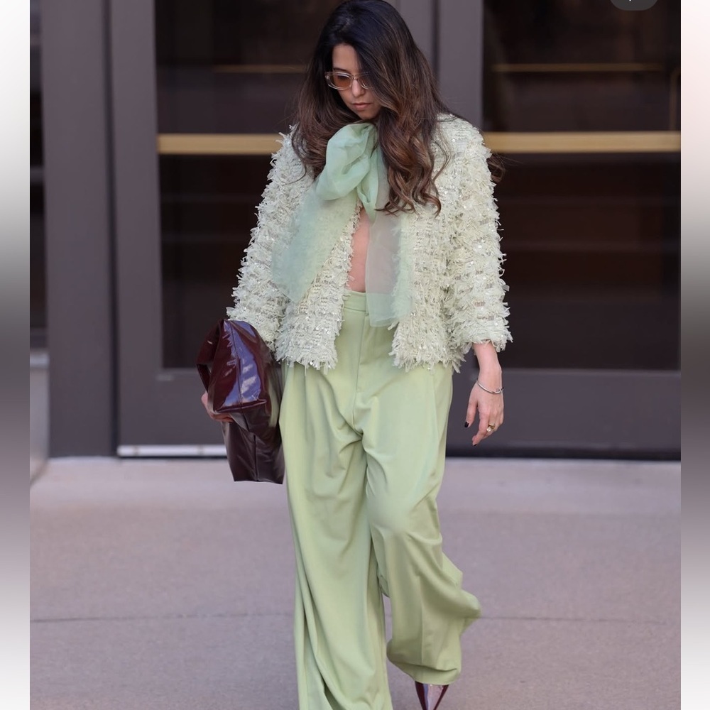 Zara Fringed Organza Tie Cardigan